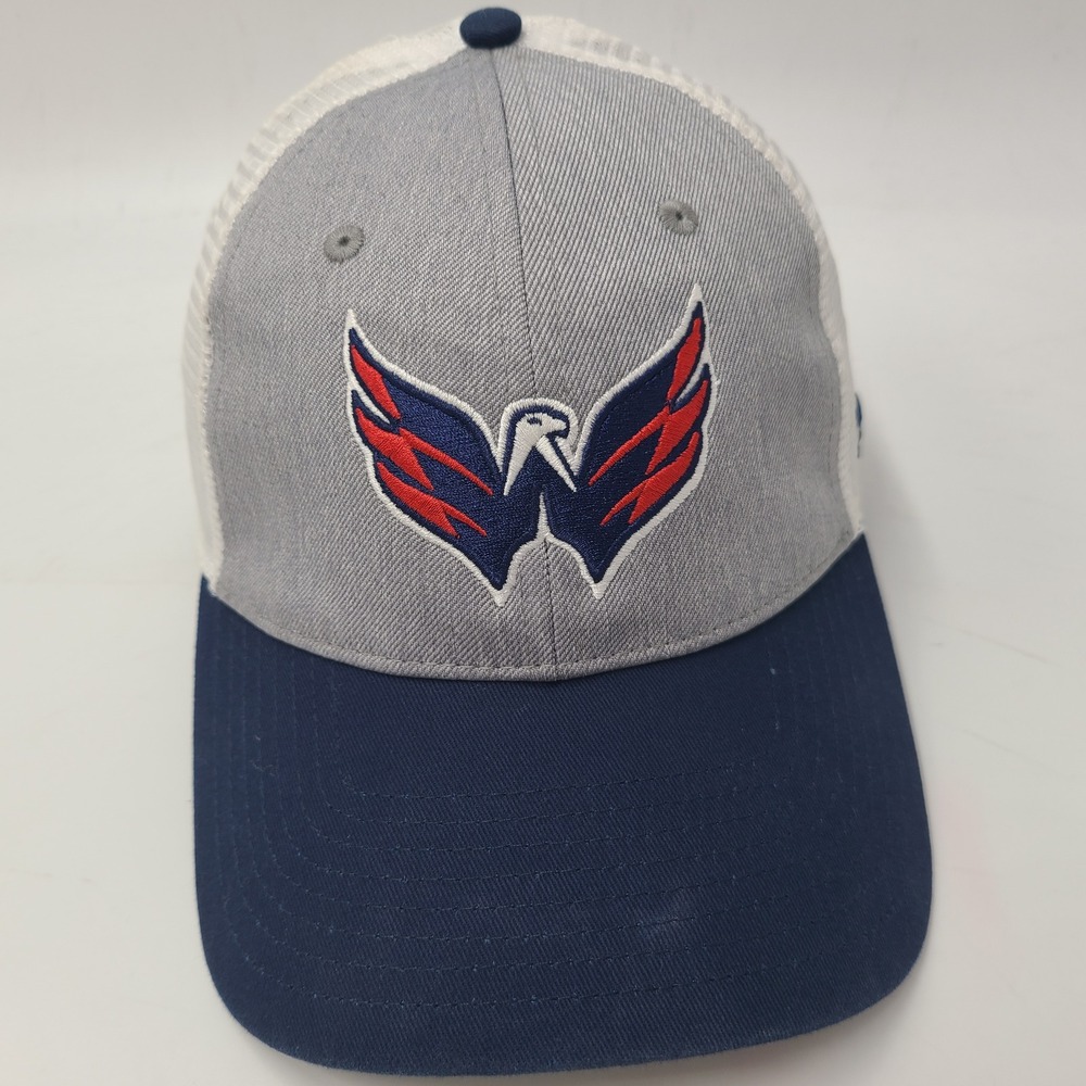 Washington Capitals Hat Snapback Trucker Mesh Fanatics Gray Blue NHL Hockey Men